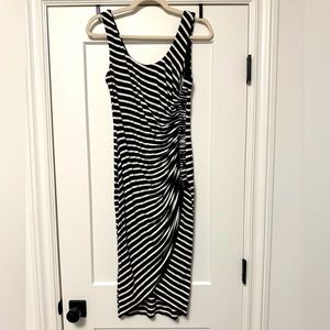 Sexy, Fitted, Black and White Striped Dress